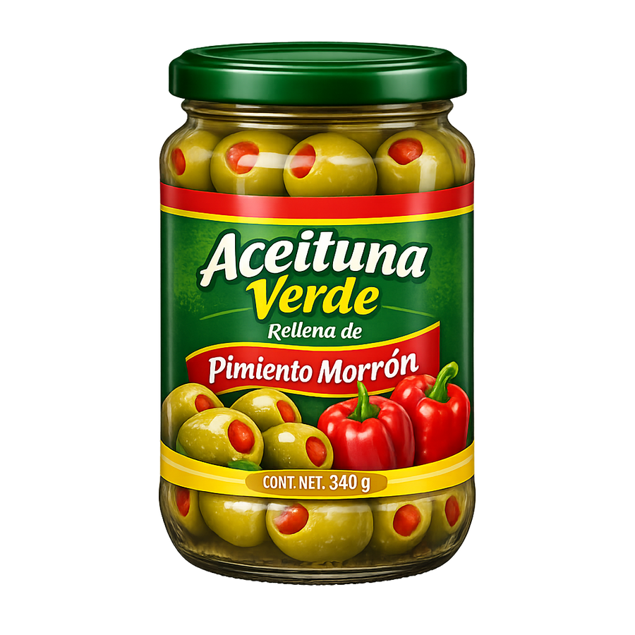 Aceituna Verde Rellena de Pimiento Morrón