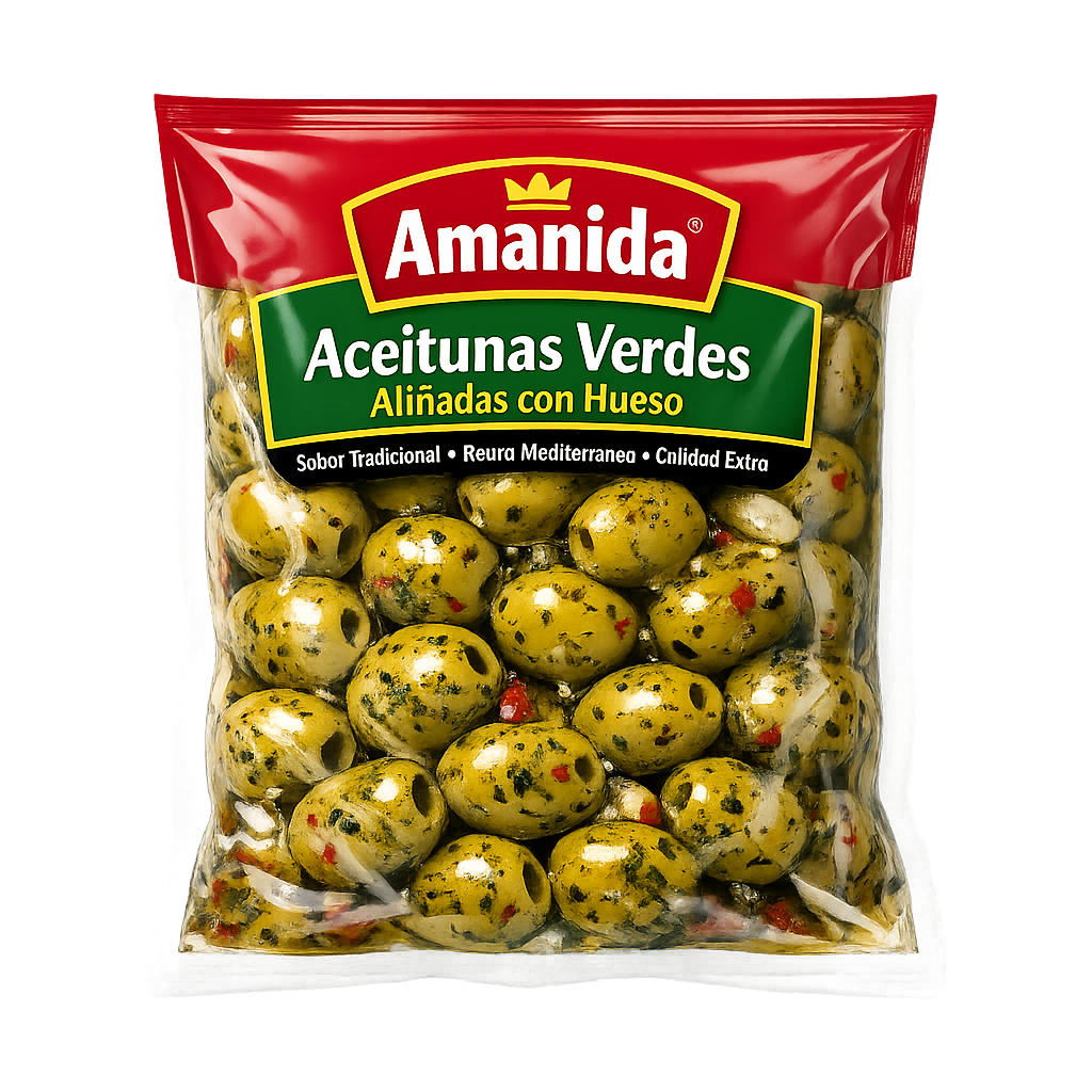 Aceitunas Verdes Aliñadas con Hueso Amanida
