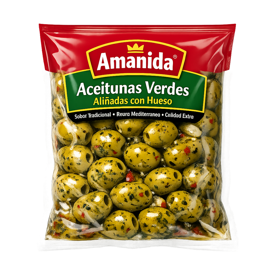 Aceitunas Verdes Aliñadas con Hueso Amanida