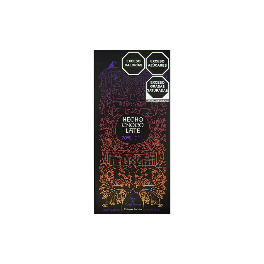 Barra de Chocolate 70 Cacao con Nibs