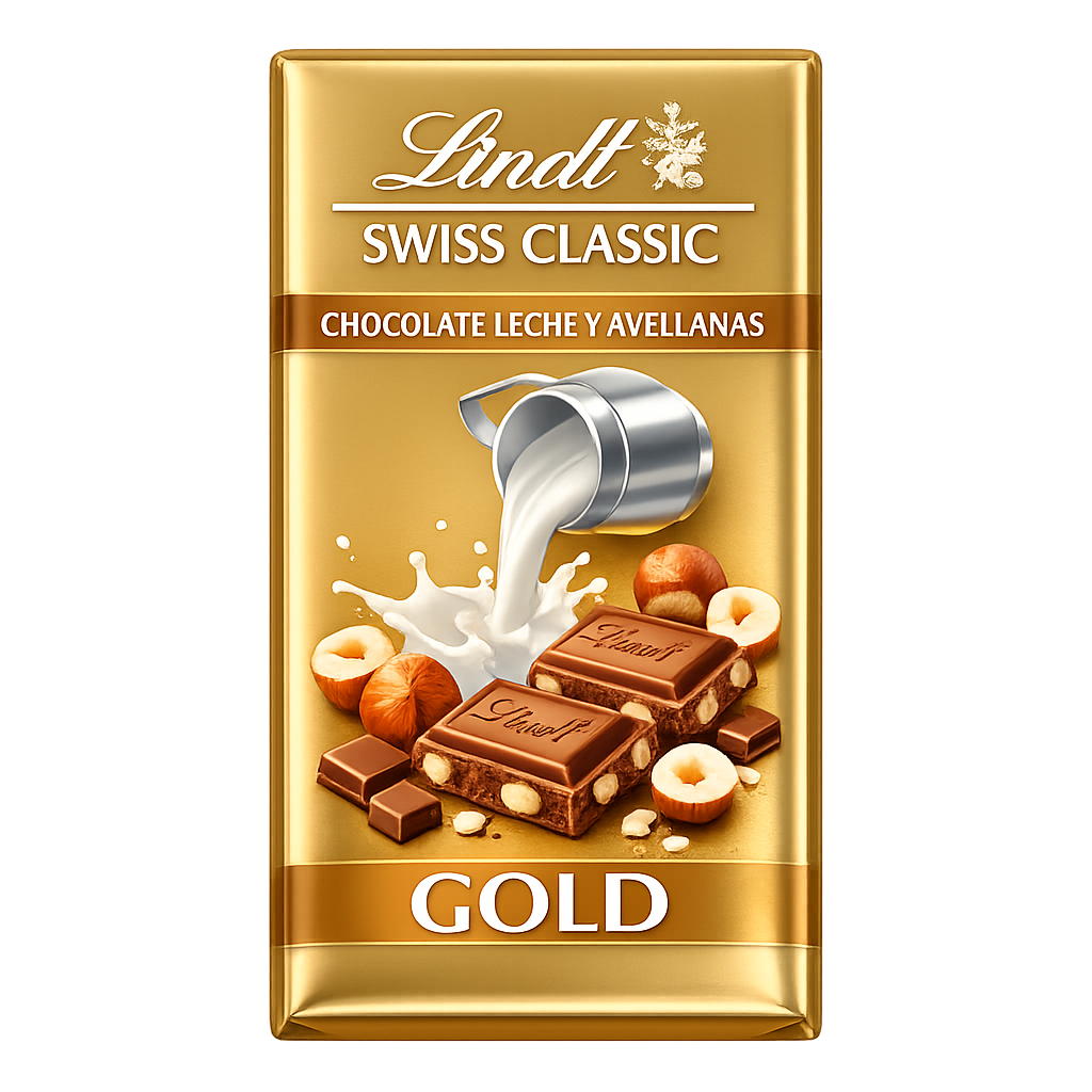 Chocolate Leche y Avellanas Lindt Swiss Classic Gold