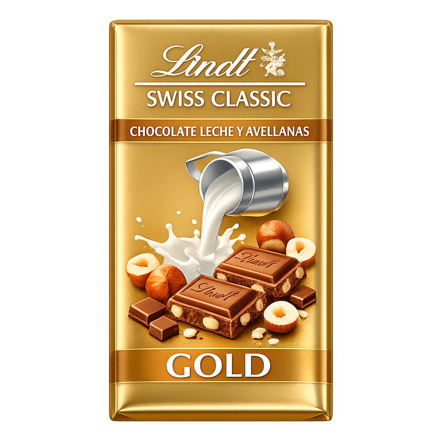 Chocolate Leche y Avellanas Lindt Swiss Classic Gold