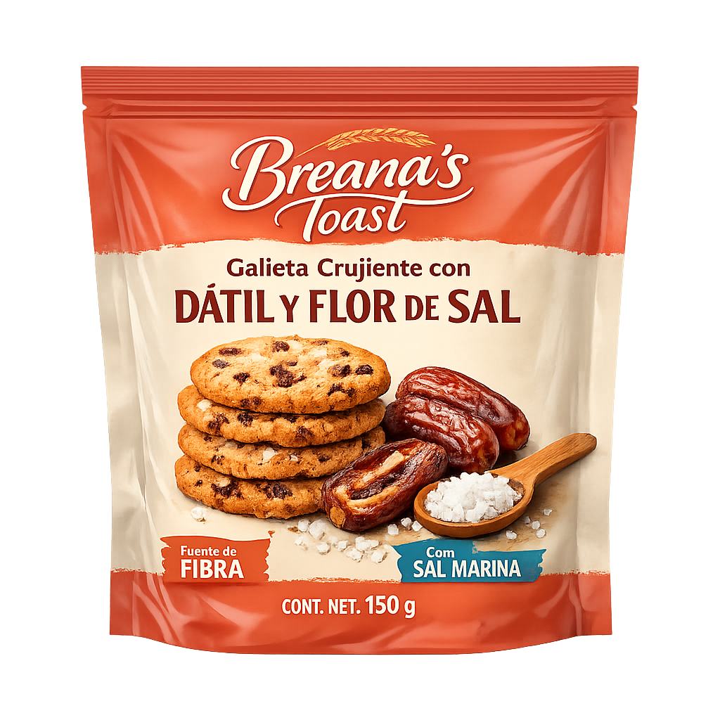 Galleta crujiente con dátil y flor de sal Breana's Toast