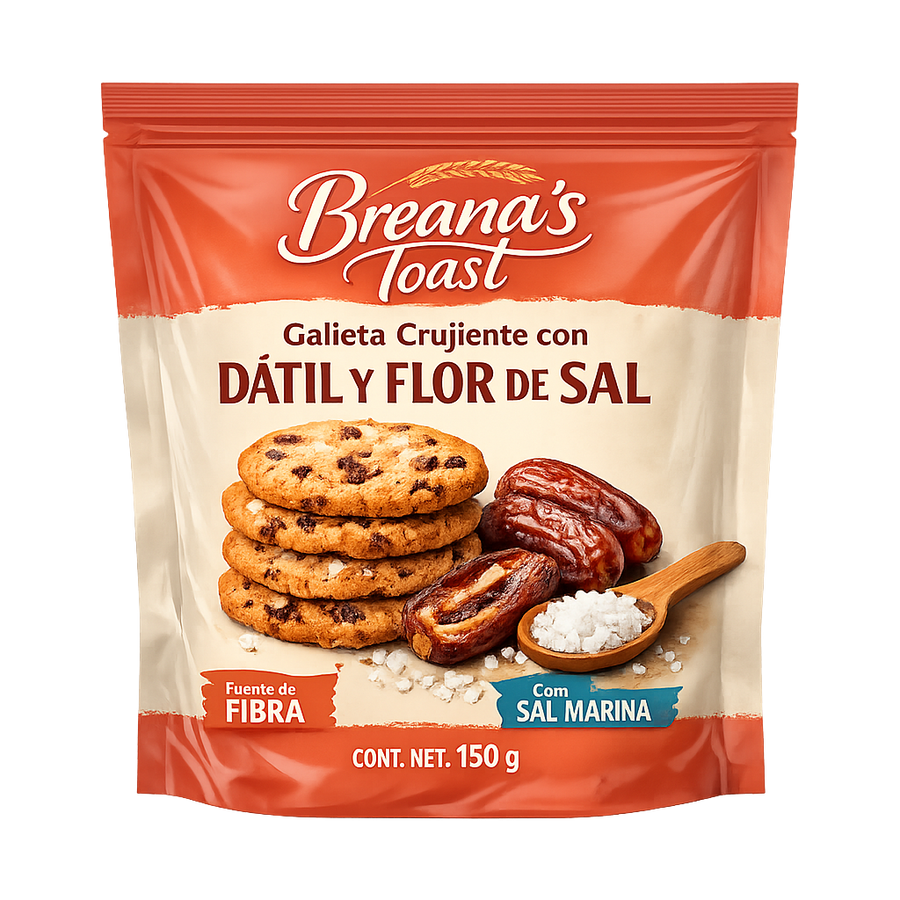 Galleta crujiente con dátil y flor de sal Breana's Toast