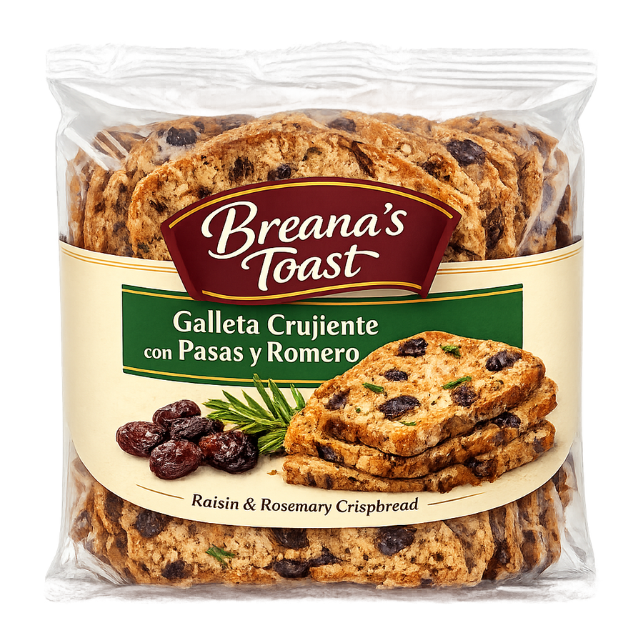 Galleta crujiente con pasas y romero Breana's Toast
