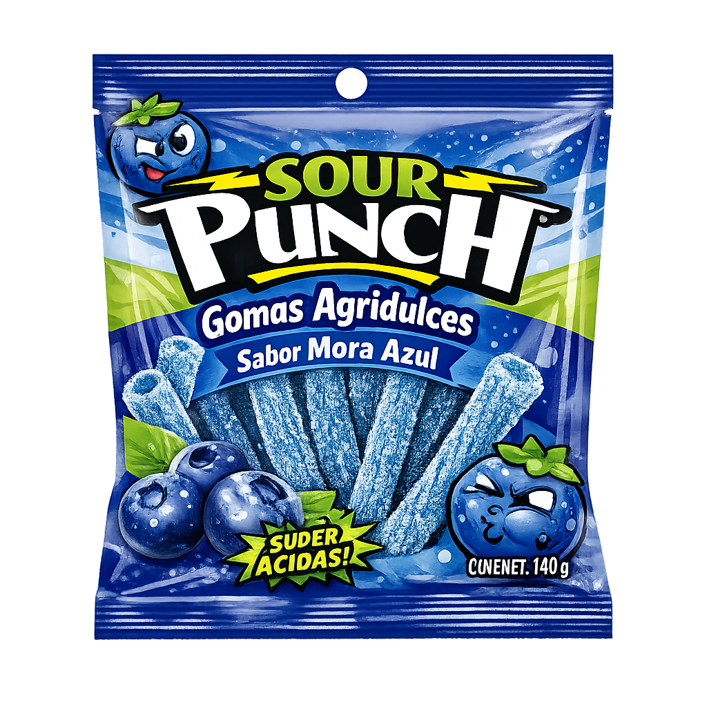 Gomas Agridulces Sabor Mora Azul Sour Punch