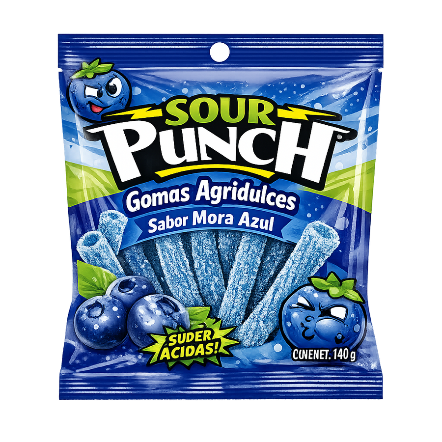 Gomas Agridulces Sabor Mora Azul Sour Punch