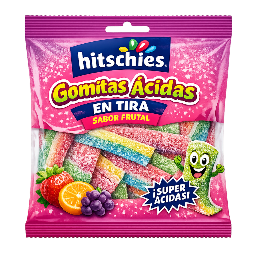 Gomitas Ácidas En Tira Sabor Frutal Hitschies