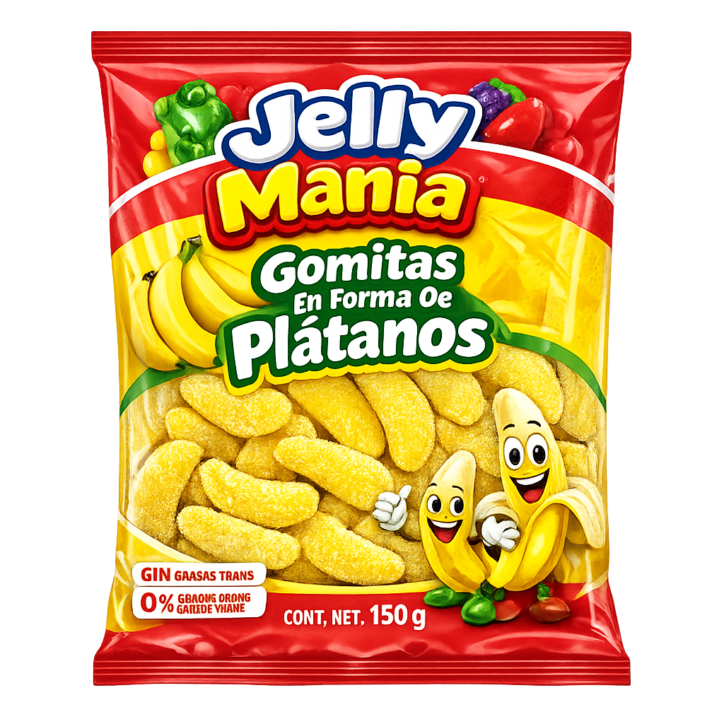 Gomitas En Forma De Plátanos Jelly Mania