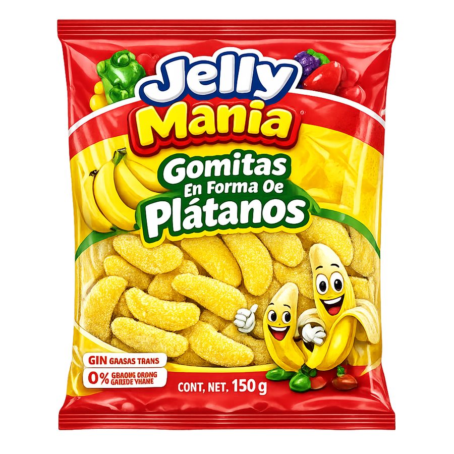 Gomitas En Forma De Plátanos Jelly Mania