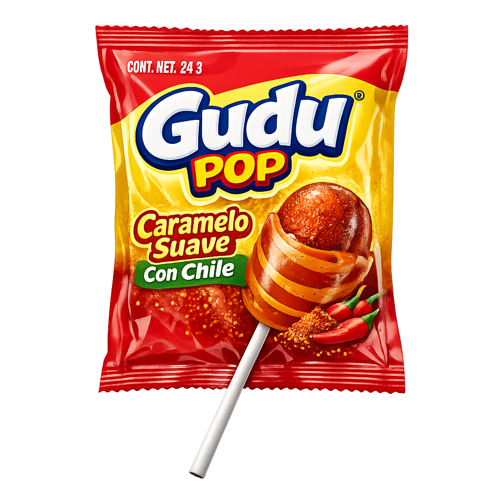 Paleta Gudu Pop Caramelo Suave Con Chile