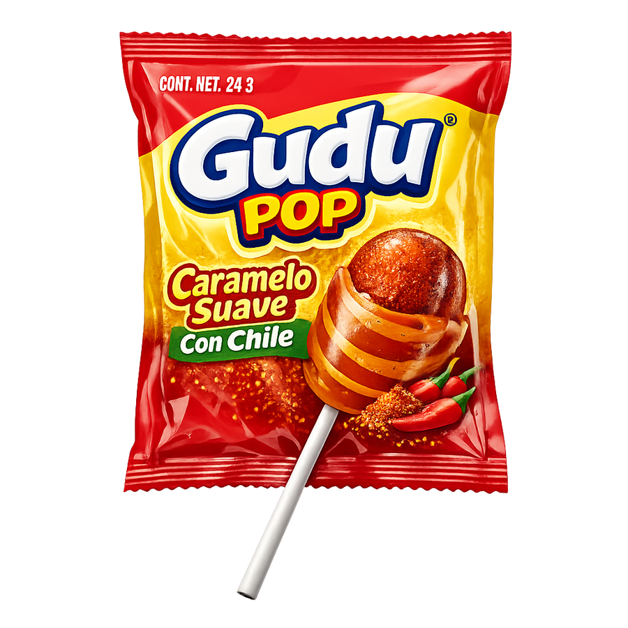 Paleta Gudu Pop Caramelo Suave Con Chile