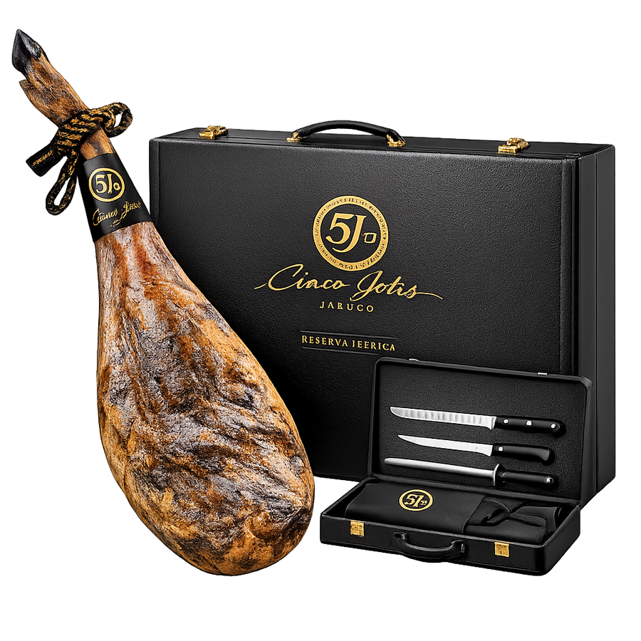 Pata de Jamón Ibérico de Bellota 5J con Estuche y Cuchillos
